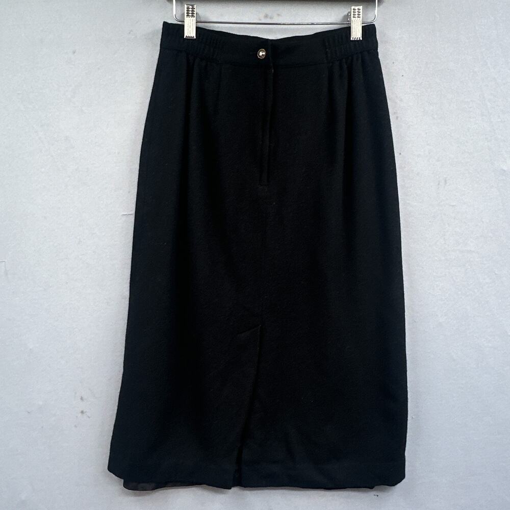 VTG Sag Harbor Wool Skirt Small Black Business Career Old Money Academia Preppy